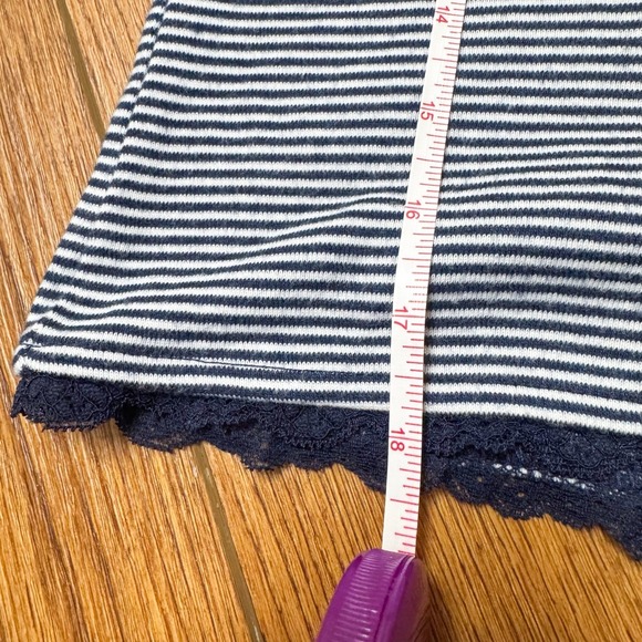 Limited Too Girls Button Front Tee LARGE 12/14 NWT! Navy White Stripe Crop Lace‎ - Picture 11 of 12